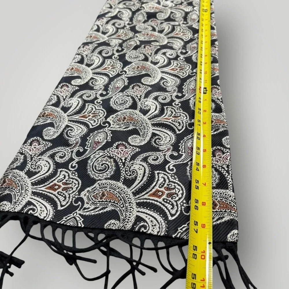 Chelsey By Joseph Scarf Mens‎ One Size Black Wool Paisley Fringe Winter France